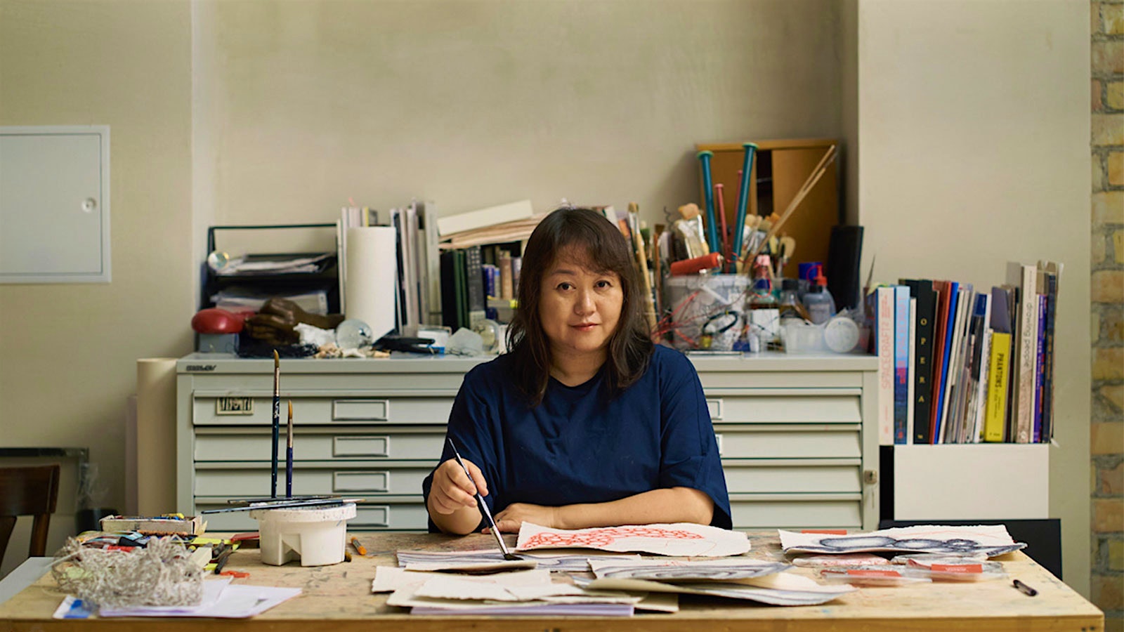 Artist Chiharu Shiota in her studio.